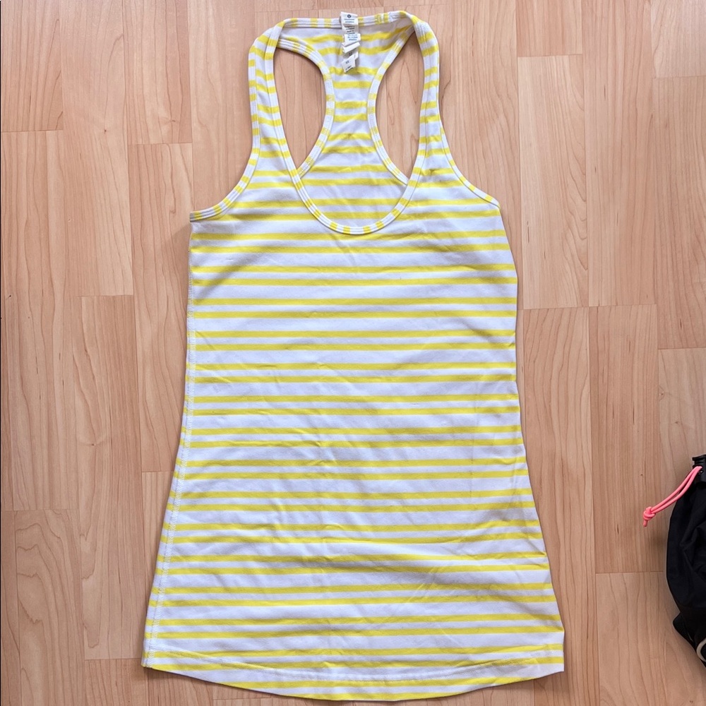EUC • lululemon athletica • Yellow and White Striped cool racerback tank